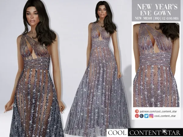 Alpha Sequin Sheer Gown by cool_content_star - The Sims 4 Custom Content
