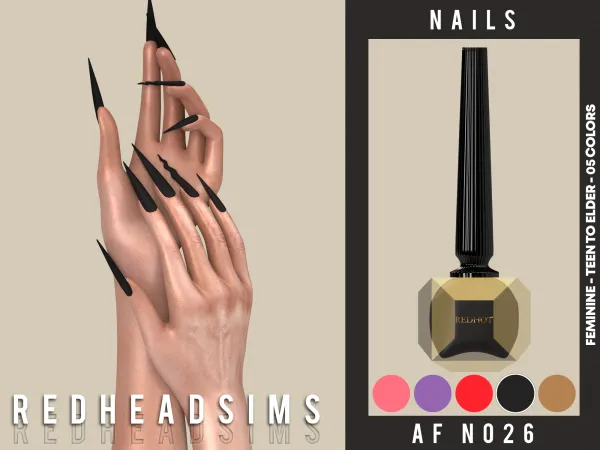 Alpha AF NAILS N026 by redheadsims - The Sims 4 custom content