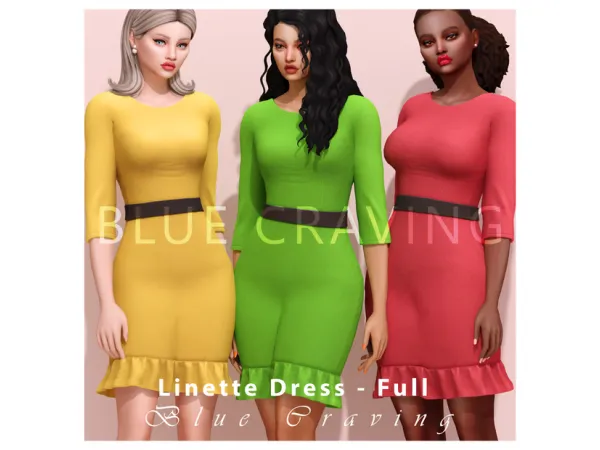 Alpha Blue Craving Linette Dress Full by bluecraving - The Sims 4 Custom Content