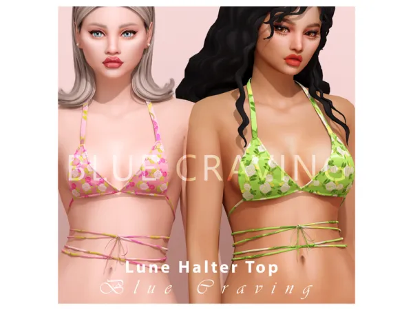 Alpha Blue Craving Lune Halter Top by bluecraving - The Sims 4 Custom Content