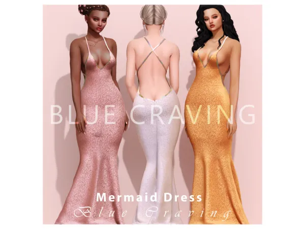 Alpha Blue Craving Mermaid Dress by bluecraving - The Sims 4 Custom Content