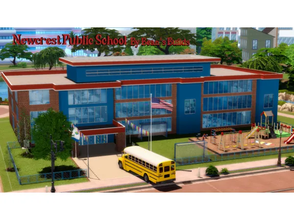 Maxis Match Newcrest Public School by Bean's Builds - The Sims 4 Custom Content