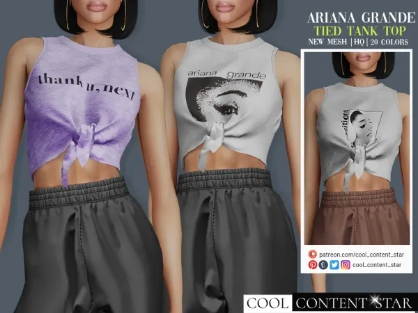 Alpha Ariana Grande'S Tied Tank Top cool_content_star by cool_content_star - The Sims 4 Custom Content