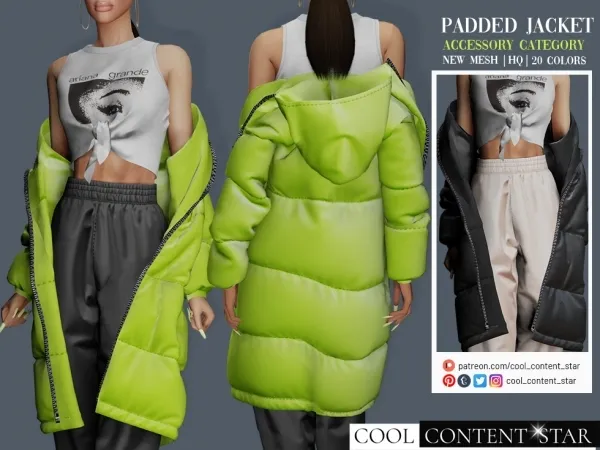 Alpha Padded Jacket (Accessory Category) cool_content_star by cool_content_star - The Sims 4 Custom Content