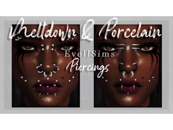 Alpha Meltdown Porcelain Face Piercings by - The Sims 4 Custom Content