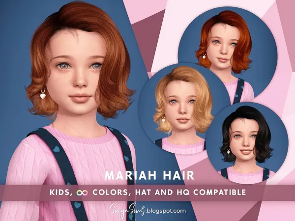Alpha MARIAH HAIR (KIDS) by simsfinds - The Sims 4 Custom Content