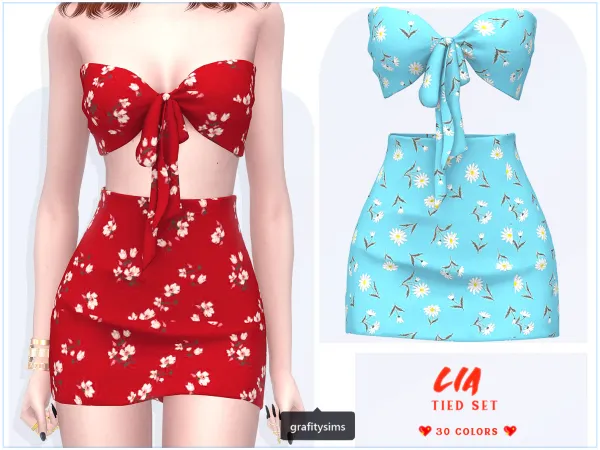 Alpha Lia Tied Set by grafity-cc - The Sims 4 Custom Content