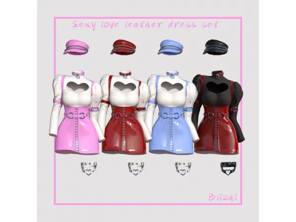 Bailizhi] Love leather dress set - Sims 4 CC - SimsFinds