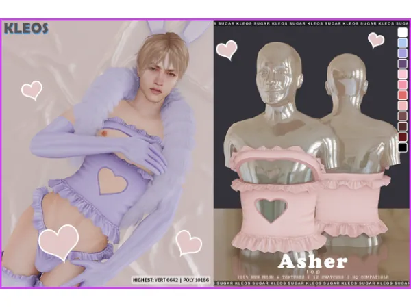 Alpha Asher Top by smsims - The Sims 4 Custom Content