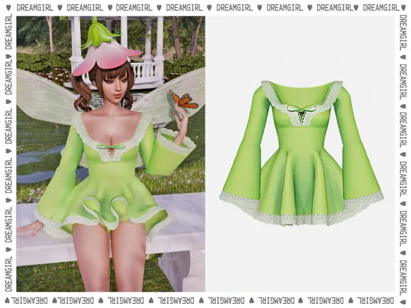 Alpha RUFFLE LACE SATIN DRESS by dreamgirl - The Sims 4 Custom Content