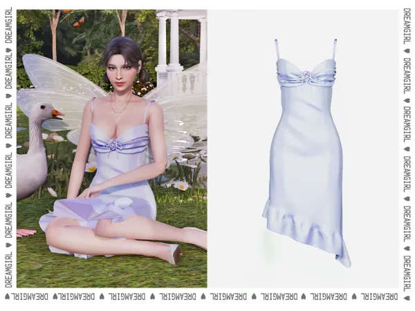 Alpha [ DREAMGIRL ] TWIRL FLOWER SLIP DRESS by dreamgirl - The Sims 4 Custom Content