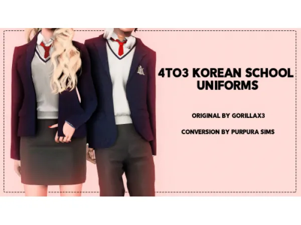 4to3 Korean School Uniforms by simsfinds - The Sims 3 Custom Content