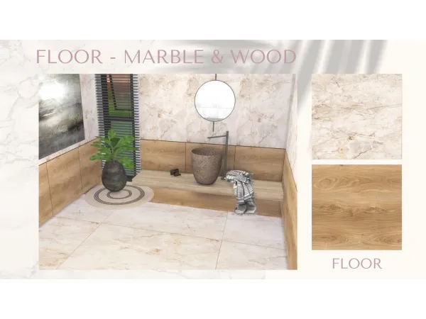 Mix Floor Marble Wood - The Sims 4 Custom Content