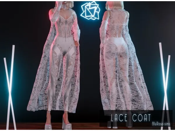 Alpha Lace Coat BR sims by bluerose-sims - The Sims 4 Custom Content