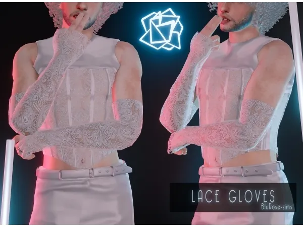 Alpha Lace Gloves Male by bluerose-sims - The Sims 4 Custom Content