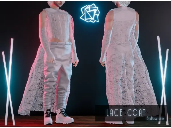 Alpha Lace Coat Male BR sims by bluerose-sims - The Sims 4 Custom Content