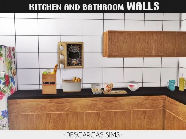 Alpha Kitchen And Bathroom WALLS by descargassims - The Sims 4 Custom Content