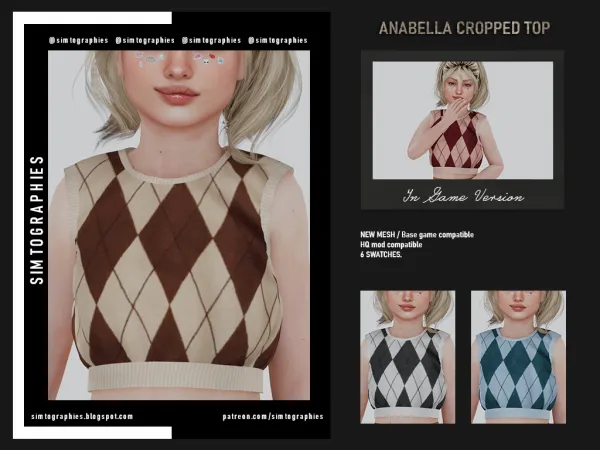 Alpha Anabella Cropped Top - The Sims 4 Custom Content