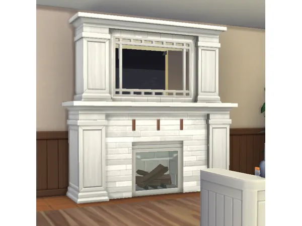 Maxis Match Cats and Dogs Fireplace All White Recolor (Override) by nukamichianpaux - The Sims 4 Custom Content