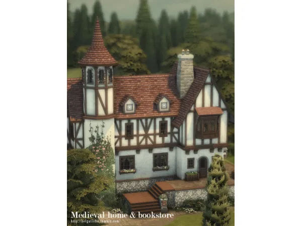 Maxis Match Medieval home bookstore by simsfinds - The Sims 4 Custom Content