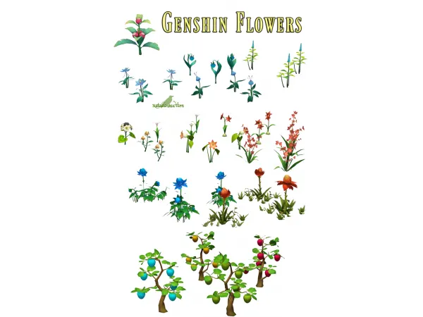Mix Genshin Flowers Auditore by simsfinds - The Sims 4 Custom Content