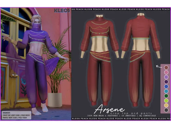 Alpha Arsene Crop Top and Pants - The Sims 4 Custom Content