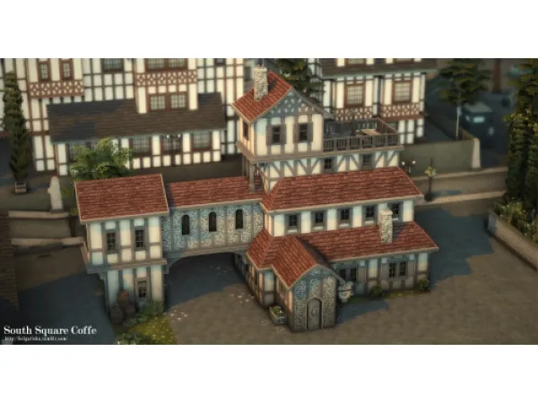 Maxis Match South Square Coffe by simsfinds - The Sims 4 Custom Content