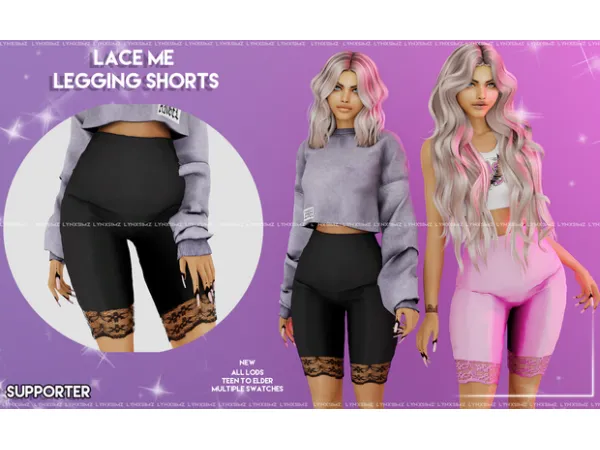 Alpha lynxsimz Lace Me Legging Shorts by lynxsimz - The Sims 4 Custom Content