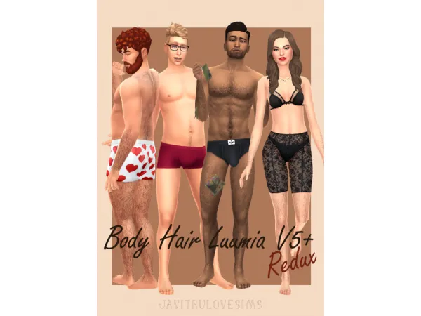 Maxis Match Body Hair Luumia V5 Redux by simsfinds - The Sims 4 Custom Content