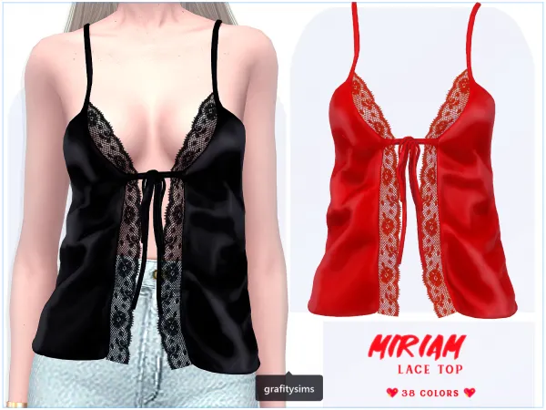 Alpha Miriam Lace Top by grafity-cc - The Sims 4 Custom Content