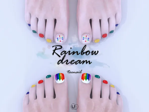 Alpha [EGGSIMS] Rainbow Dream toenail (toenail 05AB) by simsfinds - The Sims 4 Custom Content