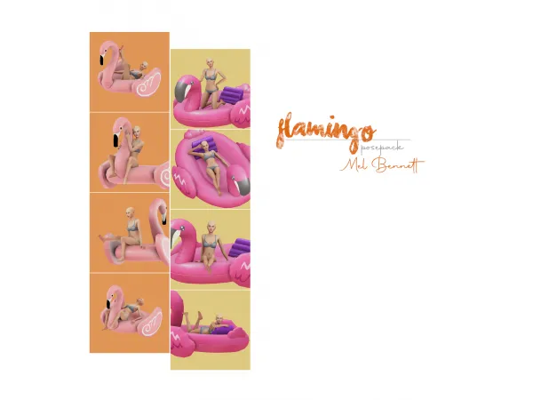 Mix Flamingo Posepack by melbennett - The Sims 4 Custom Content