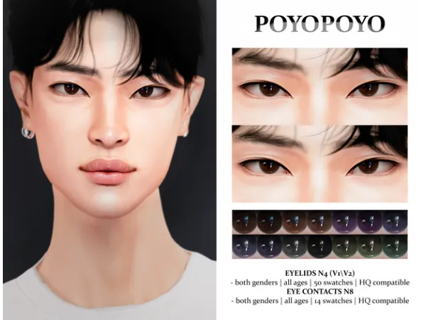 Eyelids N4 (ver1 \ ver2) | Eye Contacts N8 | Asian Set N2 by PoyoPoyo