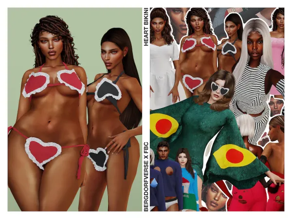 Alpha Heart Bikini Fashion Brand Company (Official Collaboration) by bergdorfsims - The Sims 4 Custom Content
