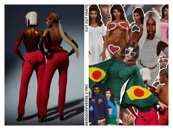 Alpha Cut Out Pants Fashion Brand Company (Official Collaboration) by bergdorfsims - The Sims 4 Custom Content