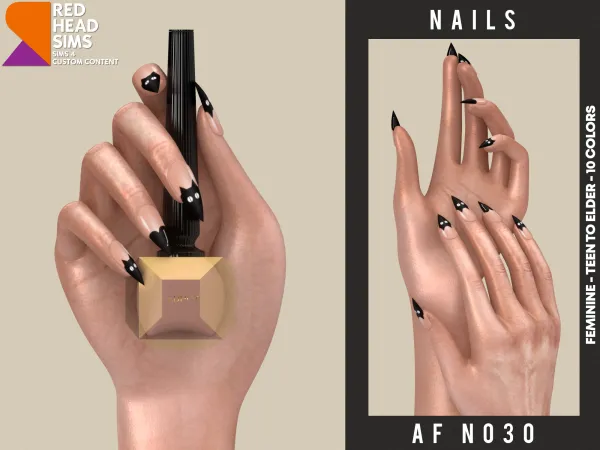 Alpha AF NAILS N030 by redheadsims - The Sims 4 custom content