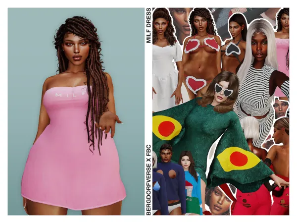 Alpha MILF Dress Fashion Brand Company (Official Collaboration) by bergdorfsims - The Sims 4 Custom Content