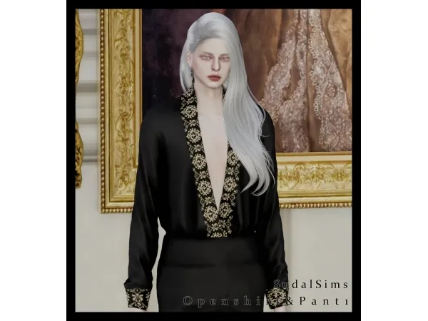 Alpha Open shirt Pant1 sims by simsfinds - The Sims 4 Custom Content