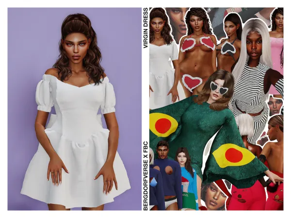 Alpha Virgin Dress Fashion Brand Company (Official Collaboration) by bergdorfsims - The Sims 4 Custom Content