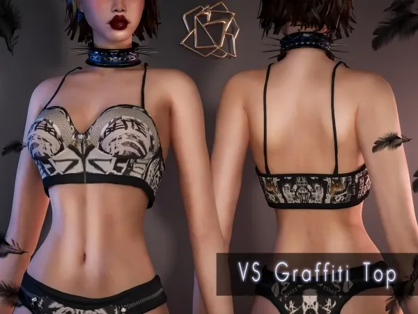 Alpha VS Graffiti Top BR sims by bluerose-sims - The Sims 4 Custom Content