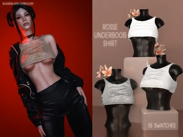 Alpha Rosse Underboob Shirt BRsims by bluerose-sims - The Sims 4 custom content