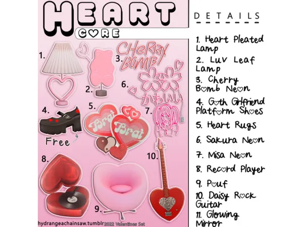 Mix HeartCore Set by simsfinds - The Sims 4 Custom Content