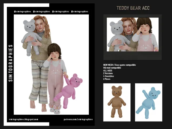 Alpha Teddy Bear Acc and Poses by simtographies - The Sims 4 Custom Content