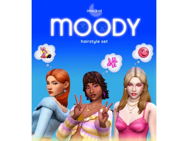 Maxis Match MOODY A HAIRSTYLE SET by simsfinds - The Sims 4 Custom Content