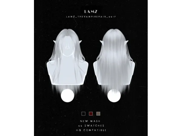 Alpha LAMZ TheVampireHair 001F by simsfinds - The Sims 4 Custom Content