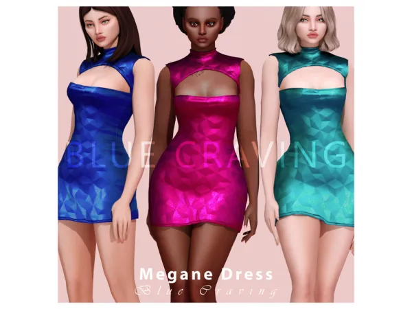 Alpha Blue Craving Megane Dress by bluecraving - The Sims 4 Custom Content