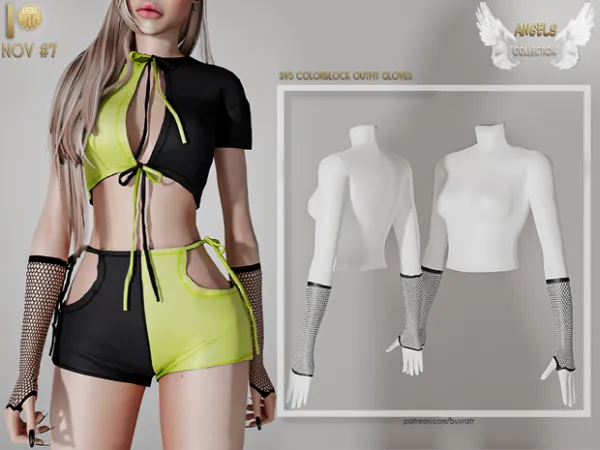 Alpha COLORBLOCK OUTFIT (GLOVES) S95 tr by busratr - The Sims 4 Custom Content