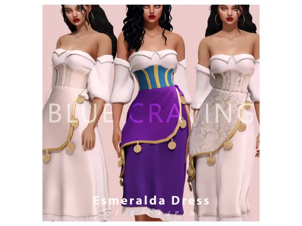 Alpha Blue Craving Esmeralda Dress by bluecraving - The Sims 4 Custom Content