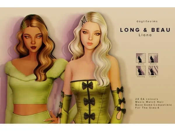 Maxis Match LONG BEAUTIFUL SET Liana by Daylife Sims - The Sims 4 Custom Content
