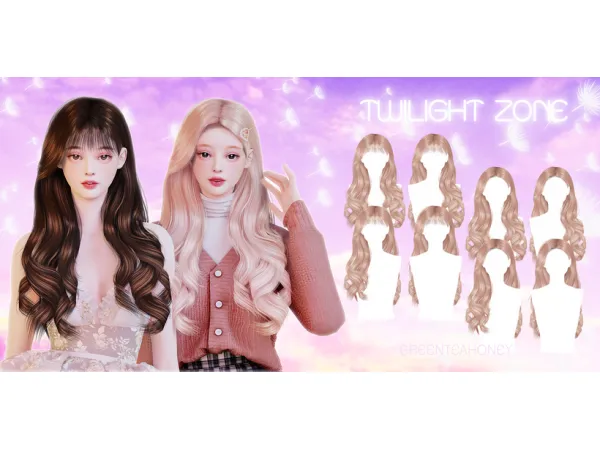 Alpha TWILIGHT ZONE HAIRSTYLE by greenteahoney - The Sims 4 Custom Content